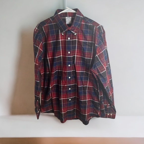 Brooks Brothers Regent Plaid Button Down Shirt Large Red Blue Men’s - Picture 1 of 8